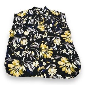 Nine West Blouse Tie Front Sleeveless Floral Office Professional Women’s Size 1X